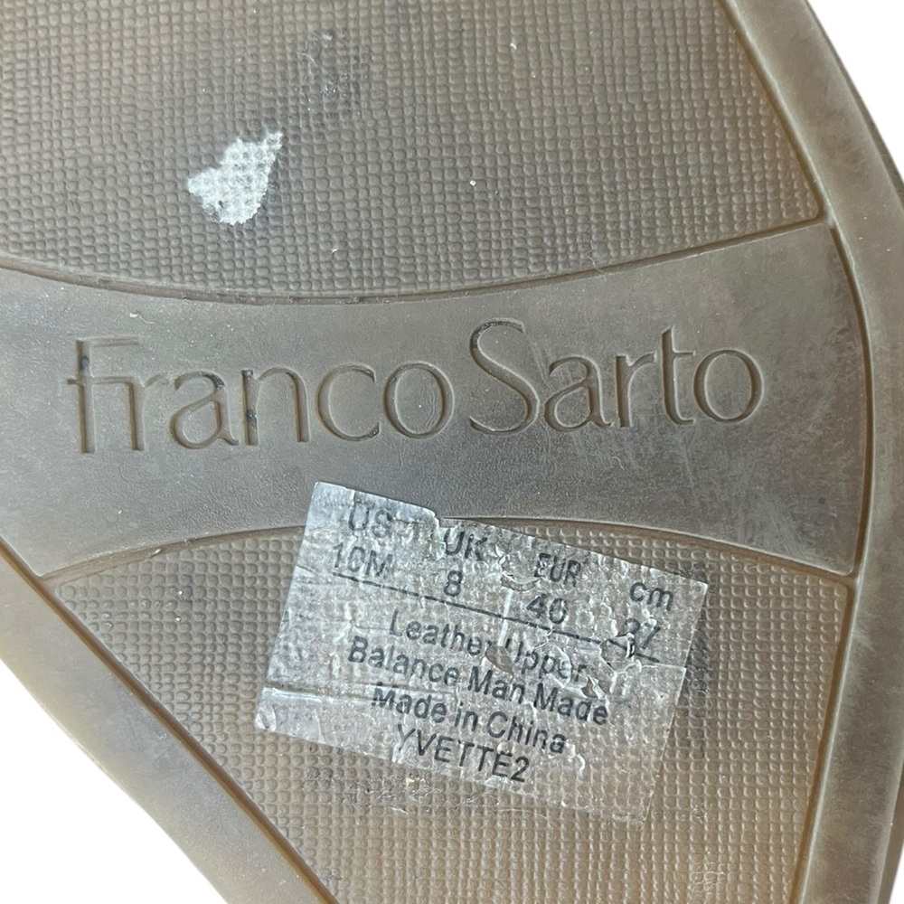 FRANCO SARTO‎ Yvette2 Cream Suede Perforated Slip On Wedge Mule Sandal Size 10 - Picture 6 of 7